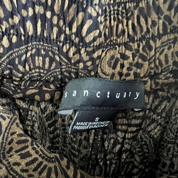 Sanctuary Brown Black Printed Elastic Pull On Smocked Waist Pants Small - Picture 2 of 9